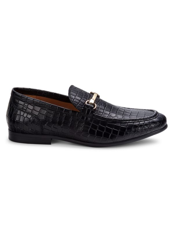 Saks Fifth Avenue Ferrara Croc-Embossed Leather Bit Loafers